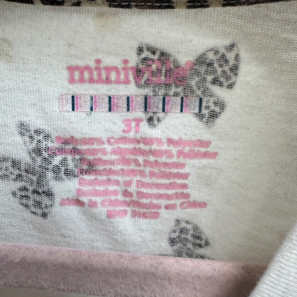 Miniville 3T Girls White & Black Leopard Bow Short Sleeve Blouse Top Tulle - Picture 5 of 7